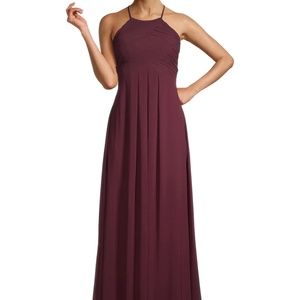 Bill Levkoff Chiffon Halter A-line Gown (Style 7001, Size 6, Color Wine, w tags)